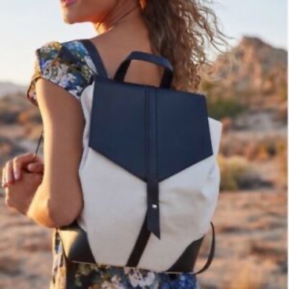 Deux Lux Handbags - Deux Lux Two Tone Fabric & Faux Leather Backpack